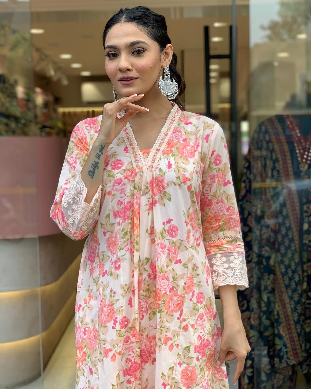 Cotton Embroidered Anarkali Kurta Set